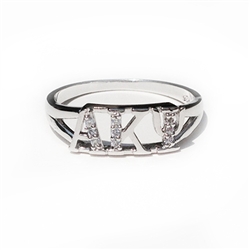 Ladies Sterling Silver Ring with Lab-Created Diamonds