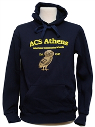 S15_Navy Hooded Sweatshirt with Large ACS Athens Loge and Large Owl