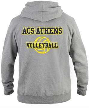 SA02_Hooded Sweatshirt with Small Lancer Logo on Front & Large ACS Athens Volleyball Logo on Back