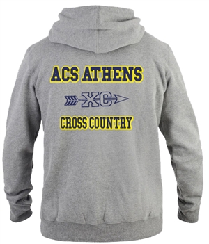 SA04_Hooded Sweatshirt with Small Lancer Logo on Front & Large ACS Athens Cross Country Logo on Back