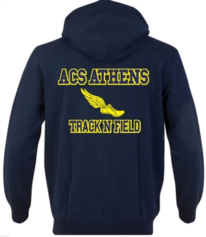 SA07_Hooded Sweatshirt with Small Lancer Logo on Front & Large ACS Athens Track & Field Logo on Back