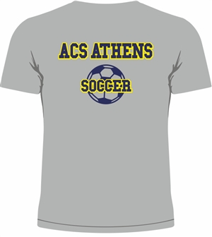 ST02_Short sleeve T-Shirt with small Lancer Logo on Front & large ACS Athens Soccer Logo on Back