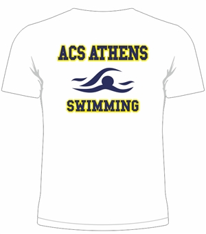 ST03_Short sleeve T-Shirt with small Lancer Logo on Front & large ACS Athens Swimming Logo on Back