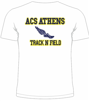 ST05_Short sleeve T-Shirt with small Lancer Logo on Front & large ACS Athens Track & Field Logo on Back