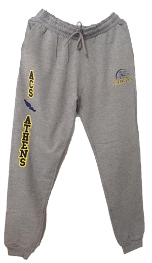 SW05_Grey Sweatpants with small Lancers Logo and ACS Athens Track & Field Logo