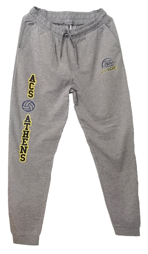 SW06_Grey Sweatpants with small Lancers Logo and ACS Athens Volleyball Logo