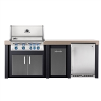 BBQ Authority 92" Outdoor Kitchen Island Refrigerator Bundle with Napoleon Prestige PRO 500 Built-In Grill