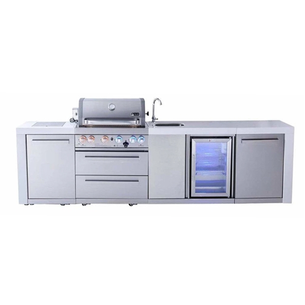 Mont Alpi 805 Deluxe Island with Beverage Center, Infrared Side Burner - 131"