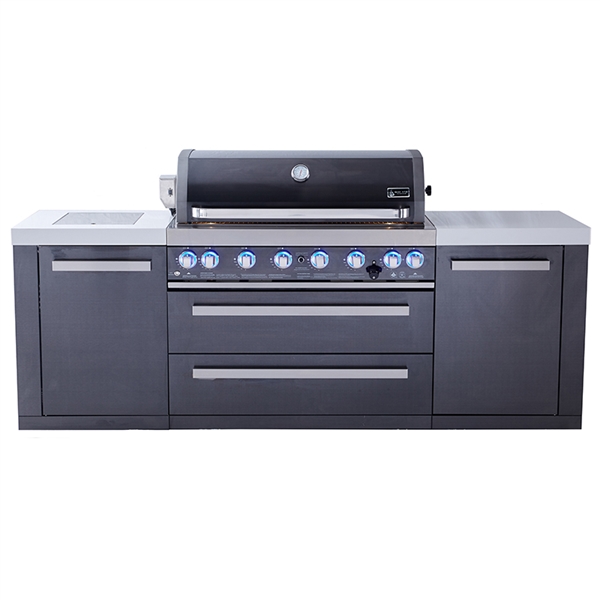 Mont Alpi 805 Black Stainless Steel Island, Infrared Side Burner - 93"