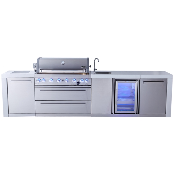 Mont Alpi 805 Deluxe Island with Beverage Center, Infrared Side Burner - 131"