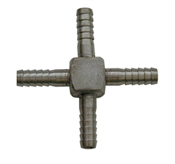 SS Hose Cross 1/4" barb