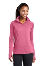 FBI Ladies Sport-Wick Stretch 1/2 Zip Pullover - Pink