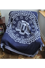 FBI Seal Knit Throw - Navy/White