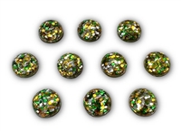 Badge Reel Button Cover-Green & Gold Glitter (Pack of 10)