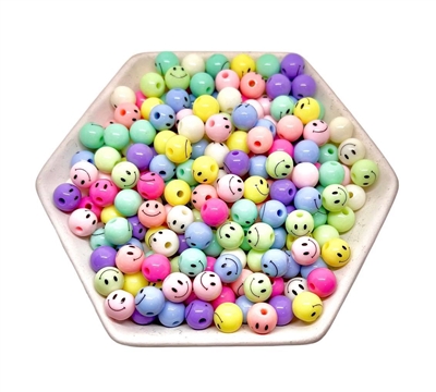 Pastel Smiley Face 10MM Badge Reel Beads (Pack of 10)