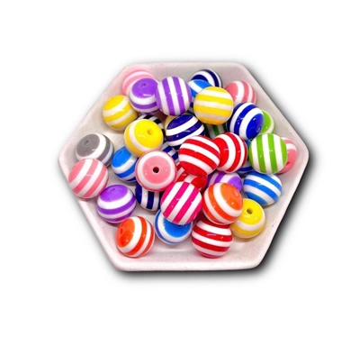 Stripe Multi 20MM Bubblegum Beads (Pack of 3)