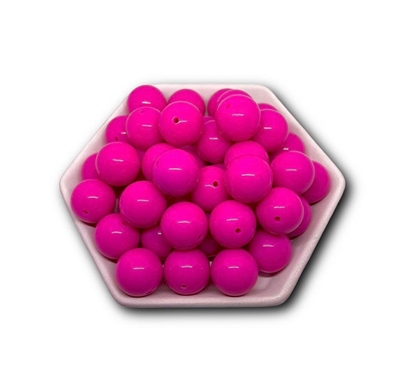 Solid Dark Pink 20MM Bubblegum Beads (Pack of 3)