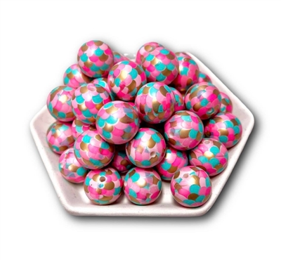Pink Mermaid 20MM Bubblegum Beads (Pack of 3)