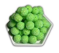 Lime Green Rhinestone 20MM Bubblegum Beads (Pack of 3)