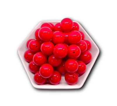Solid Red 20MM Bubblegum Beads (Pack of 3)