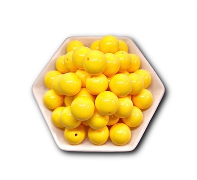 Solid Yellow 20MM Bubblegum Beads (Pack of 3)