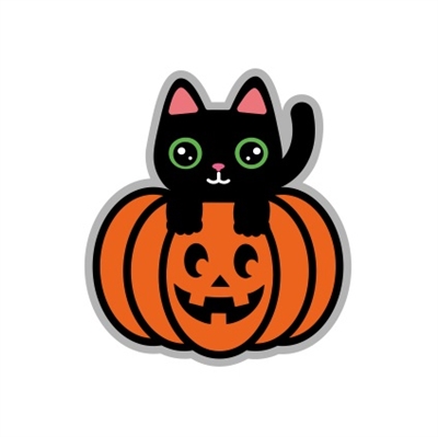 Badge Reel Cat in Pumpkin NO HOLE