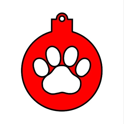 Cut Out Paw Print Ornament 4"