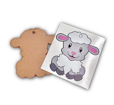 Sitting Sheep 3" With Vinyl Decal Set