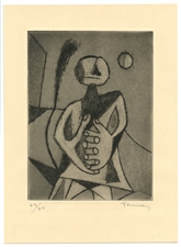 Rufino Tamayo etching aquatint Hombre contemplando la luna