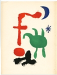 Joan Miro original pochoir "Femme et Oiseaux dans la Nuit" 1947