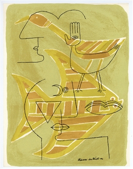 Victor Brauner "Traces interstices" original lithograph, 1963