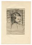 Pierre-Auguste Renoir original etching "Buste d'enfant, tourne a droite"