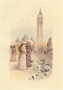 Childe Hassam chromolithograph "The Piazza"