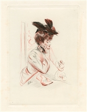 Paul CÃ©sar Helleu original drypoint (Femme au chapeau)