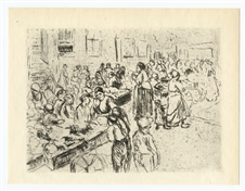 Max Liebermann "Amsterdam Jewish Quarter" original etching