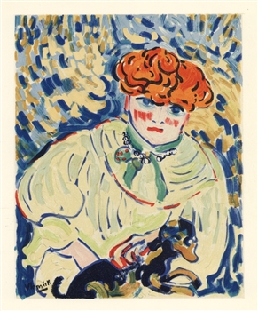 Maurice de Vlaminck lithograph "Woman with Dog"