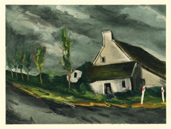 Maurice de Vlaminck "Near Beaumont-Sur-Sarthe" lithograph