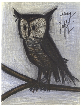 Bernard Buffet original lithograph "The Little Owl"