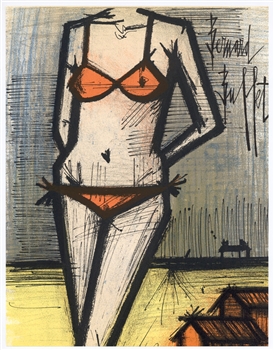 Bernard Buffet original lithograph "On The Beach"