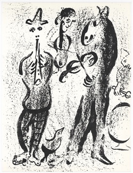 Marc Chagall original lithograph "Itinerant players"