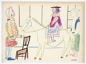 Pablo Picasso lithograph (Clown and Circus Rider)