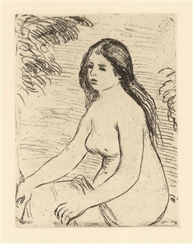 Pierre-Auguste Renoir "Femme nue assise" original etching