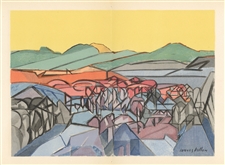 Jacques Villon lithograph "Les Oliviers entre Cannes et Mougins"