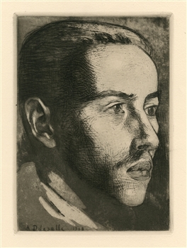 Angele Delasalle "Portrait de jeune homme" original etching