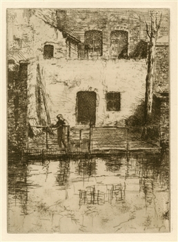 Jacques Beurdeley "Un coin Ã  Bruges" original etching