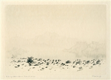 George Elbert Burr "A Mirage" signed etching / drypoint, trial proof