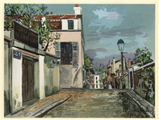Maurice Utrillo pochoir La rue du Mont-Cenis, morance, 1924