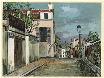 Maurice Utrillo pochoir La rue du Mont-Cenis, morance, 1924