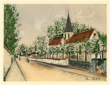 Maurice Utrillo pochoir L'Eglise d'Eaubonne