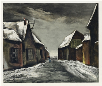 Maurice de Vlaminck lithograph "Allainville under Snow"